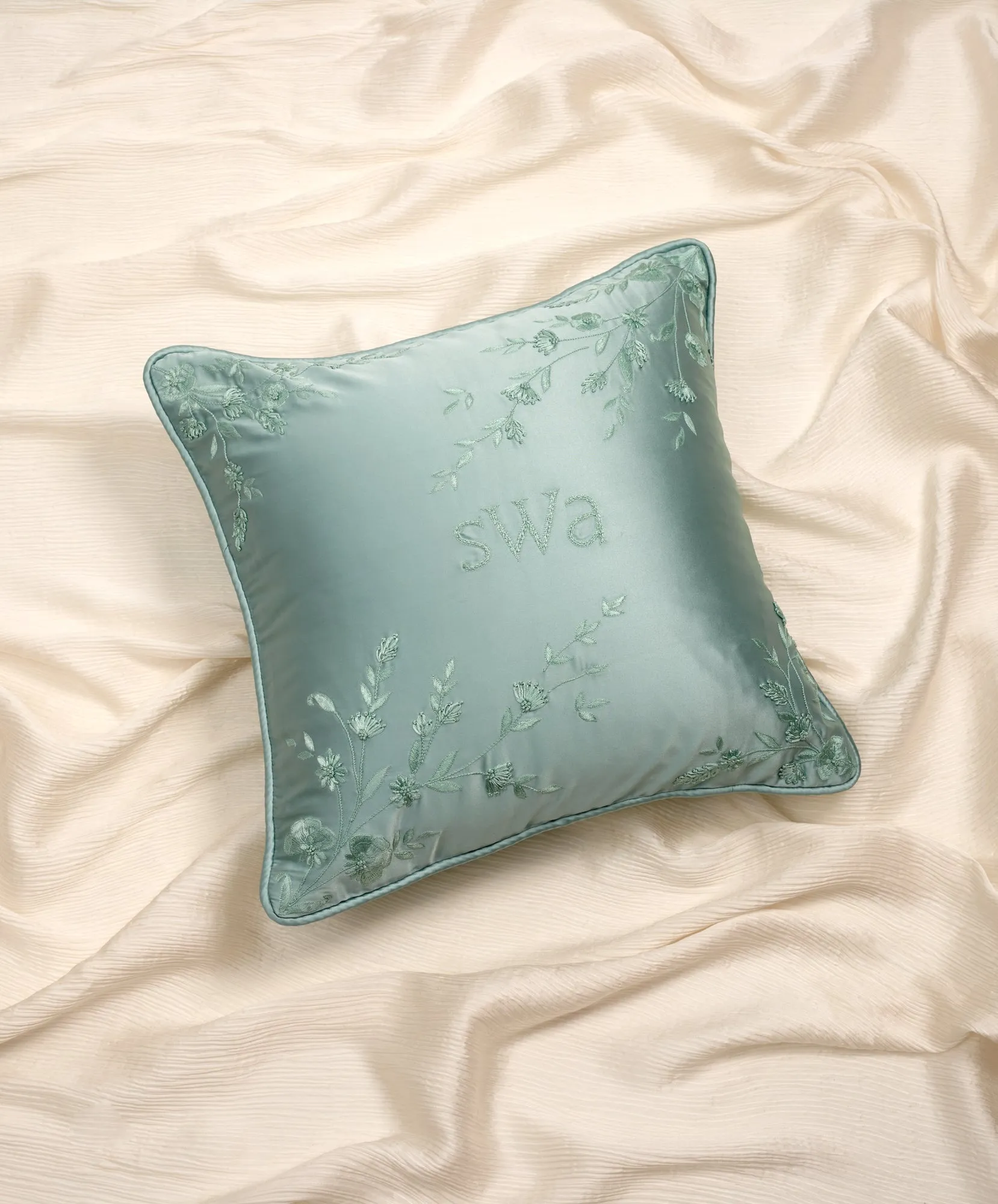 Hand-Embroidered Silk Pillow