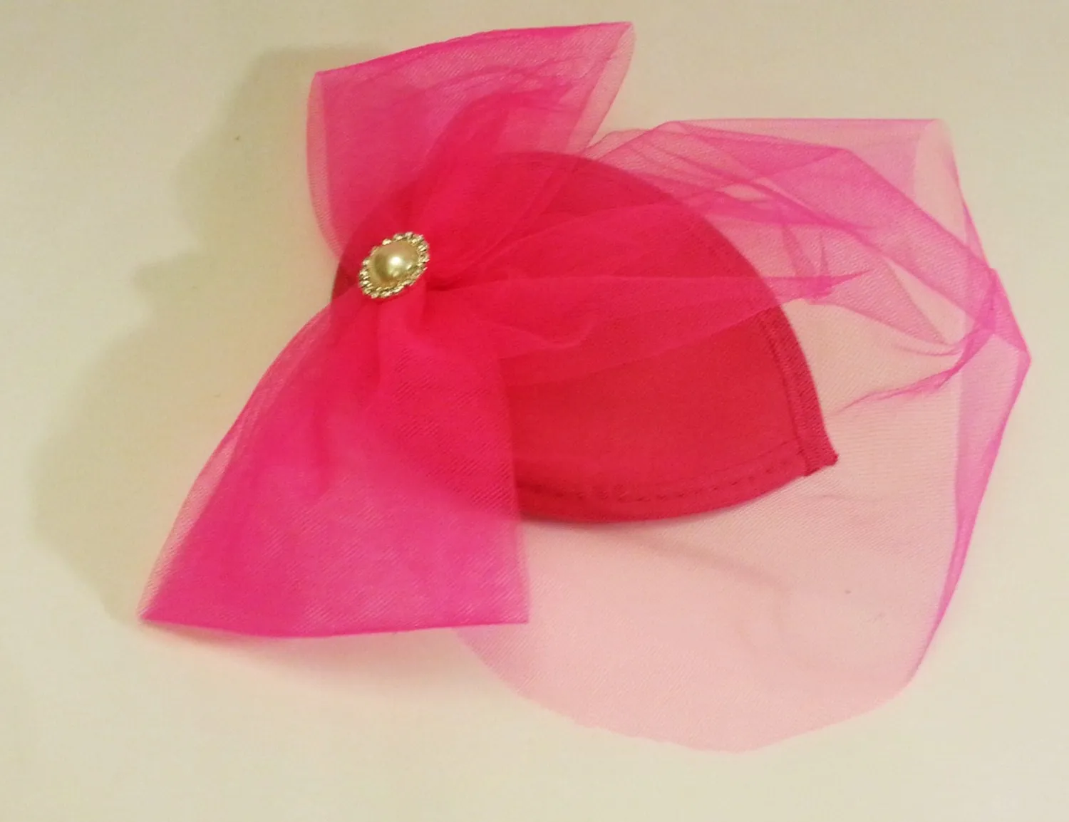 Hat Fascinator 1940s-50s Veil Hat #HOT PINK  Teardrop hat birdcage Fascinator.mini birdcage veil hat fascinator pink Tulle veil hat wedding