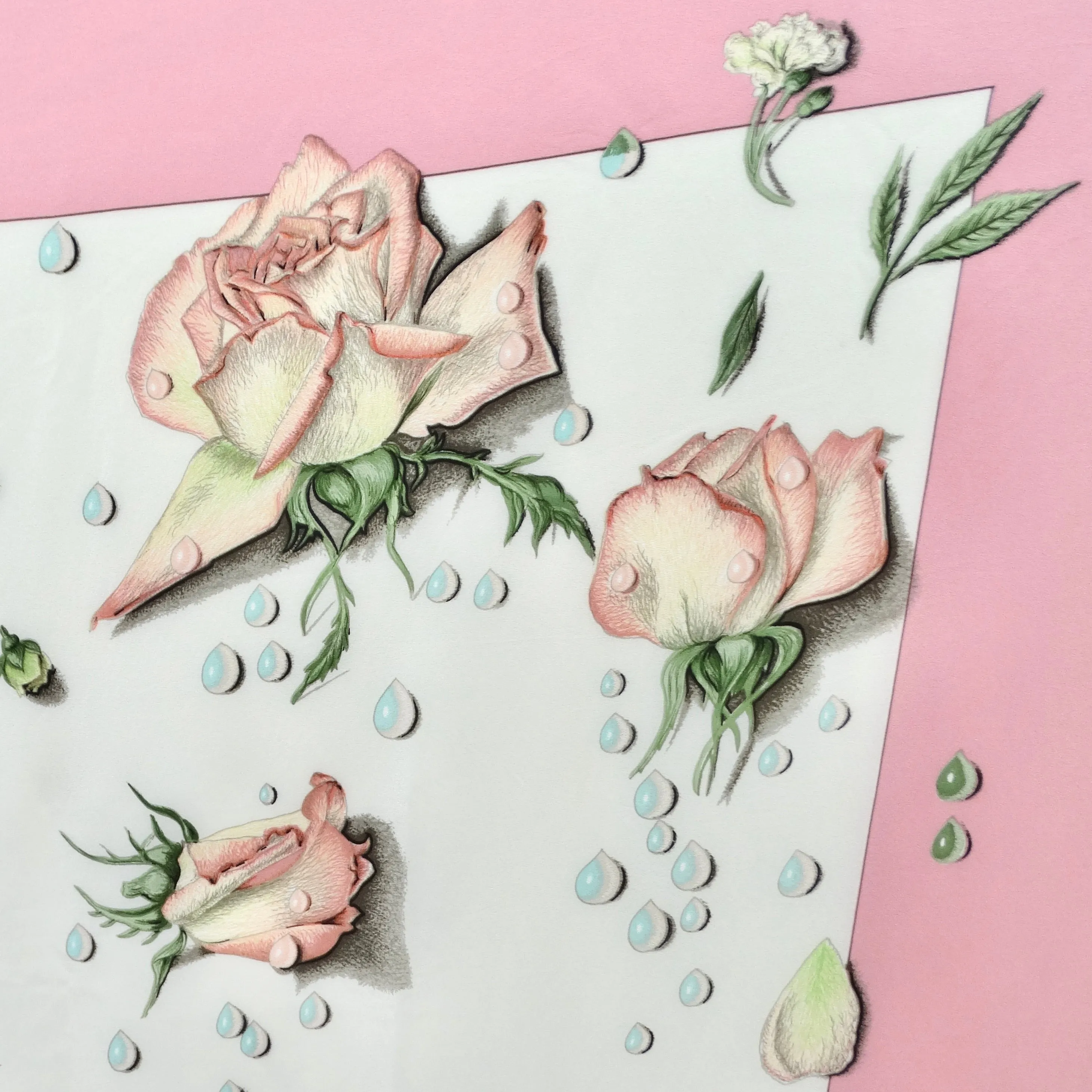 Hermes 1960s La Rosee Silk Shawl