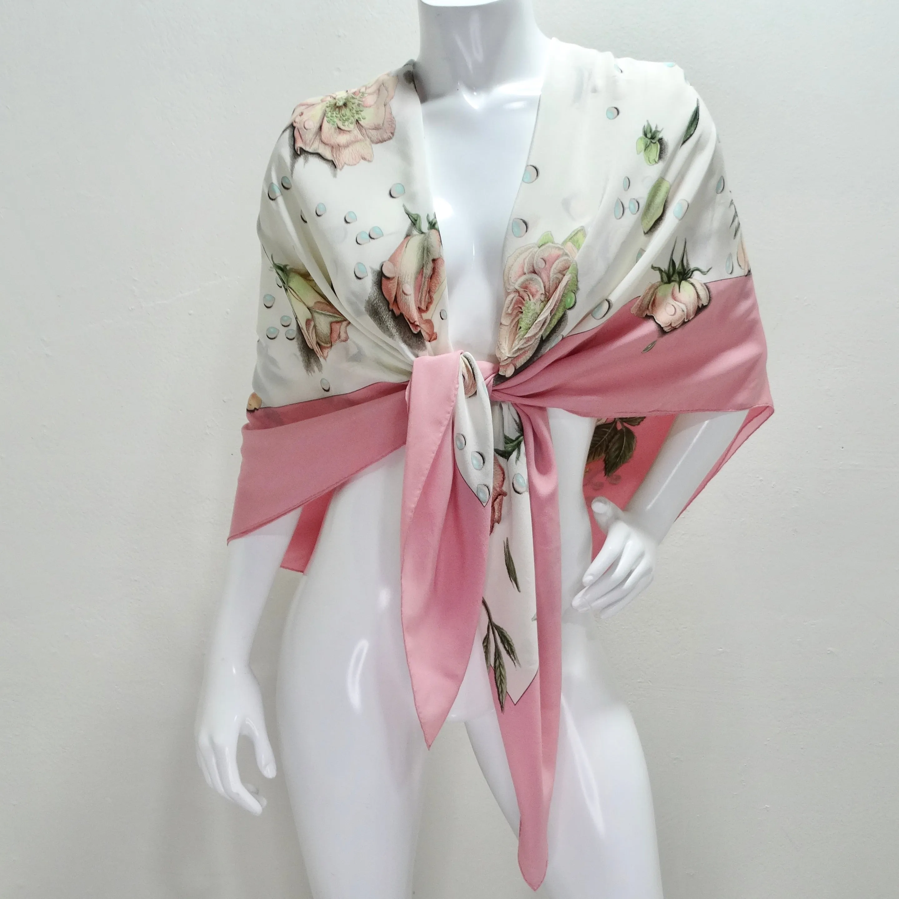 Hermes 1960s La Rosee Silk Shawl