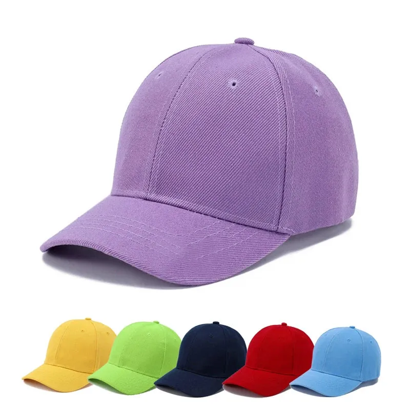 Kids Snapback Baseball Cap - Solid Color Sun Hat for Boys Girls Toddler, Adjustable Hip Hop Peaked Caps