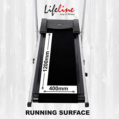 Life line Fitness LT-201 Manual Treadmill for Home Gym Exercise with Cardio Weight Loss , 2 Level Inclination, Made in India, Black