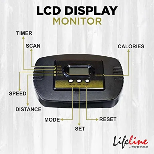Life line Fitness LT-201 Manual Treadmill for Home Gym Exercise with Cardio Weight Loss , 2 Level Inclination, Made in India, Black