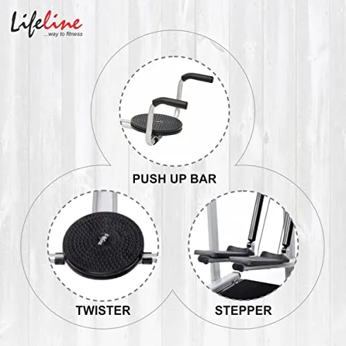 Life line Fitness Manual Treadmill with Twister, Push-up Stand, Stepper for Cardio Weight Loss Exercise in Home Gym (with Stepper, Twister & Pushup Bar (Without Installation))