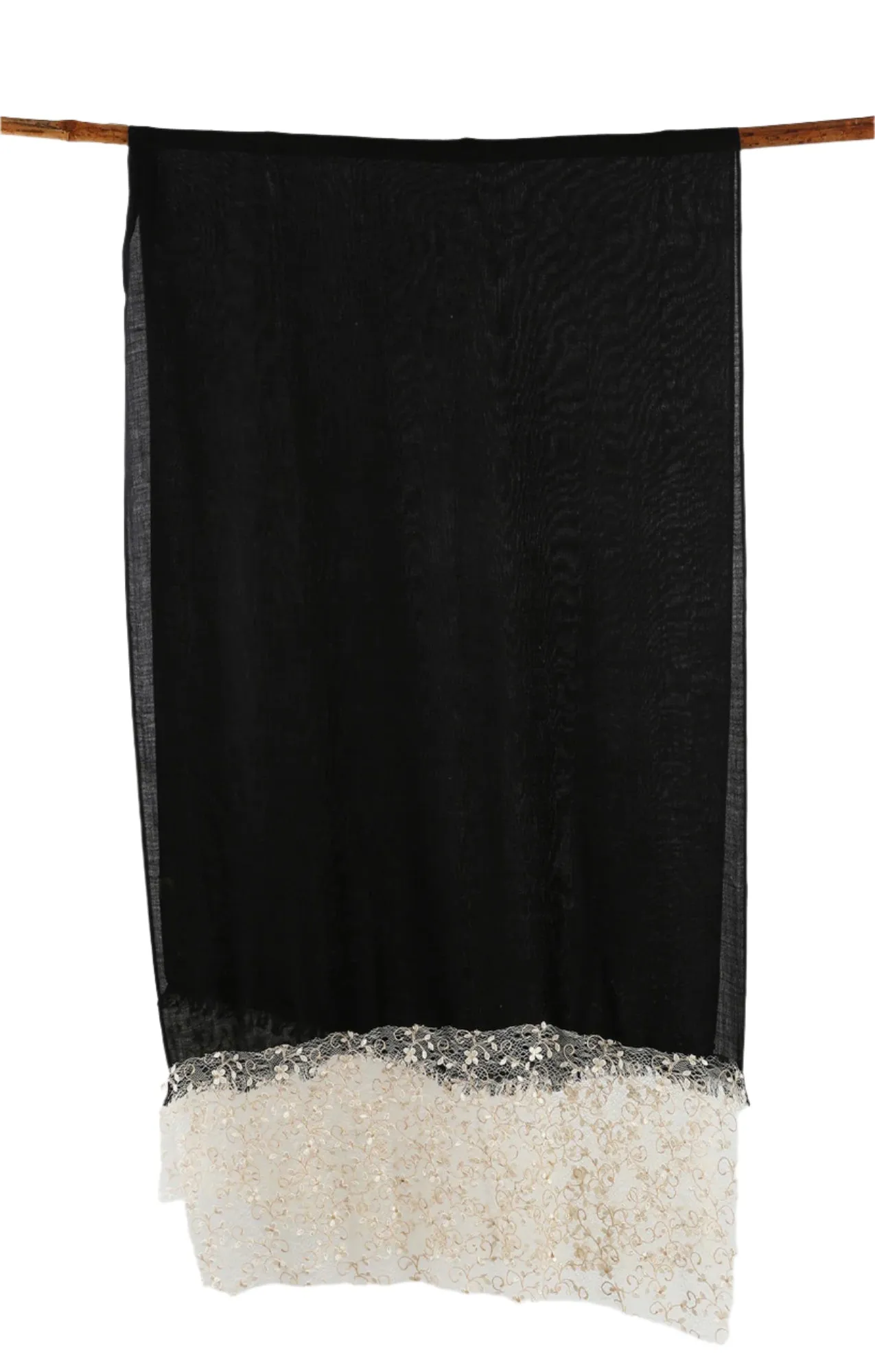 Limited Edition Cashmere Blend Scarf - Black with Italian Lace