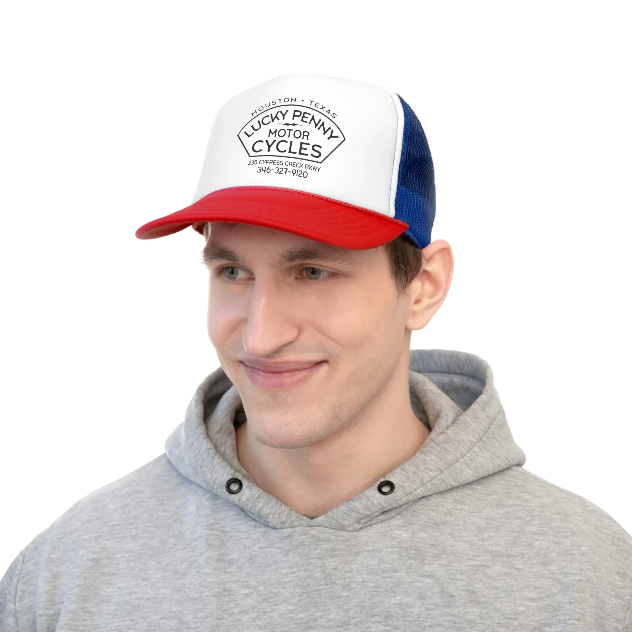 Lucky Penny Cycles Houston Shield Trucker Cap