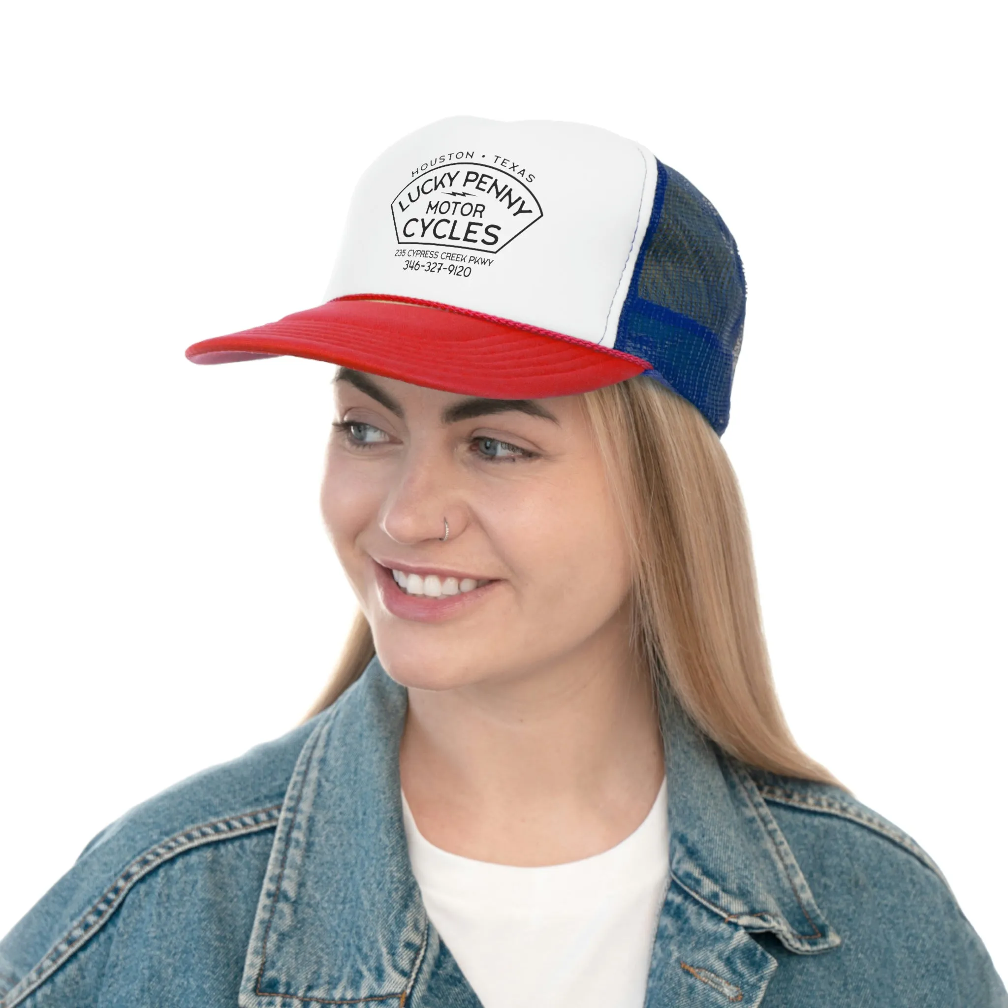 Lucky Penny Cycles Houston Shield Trucker Cap