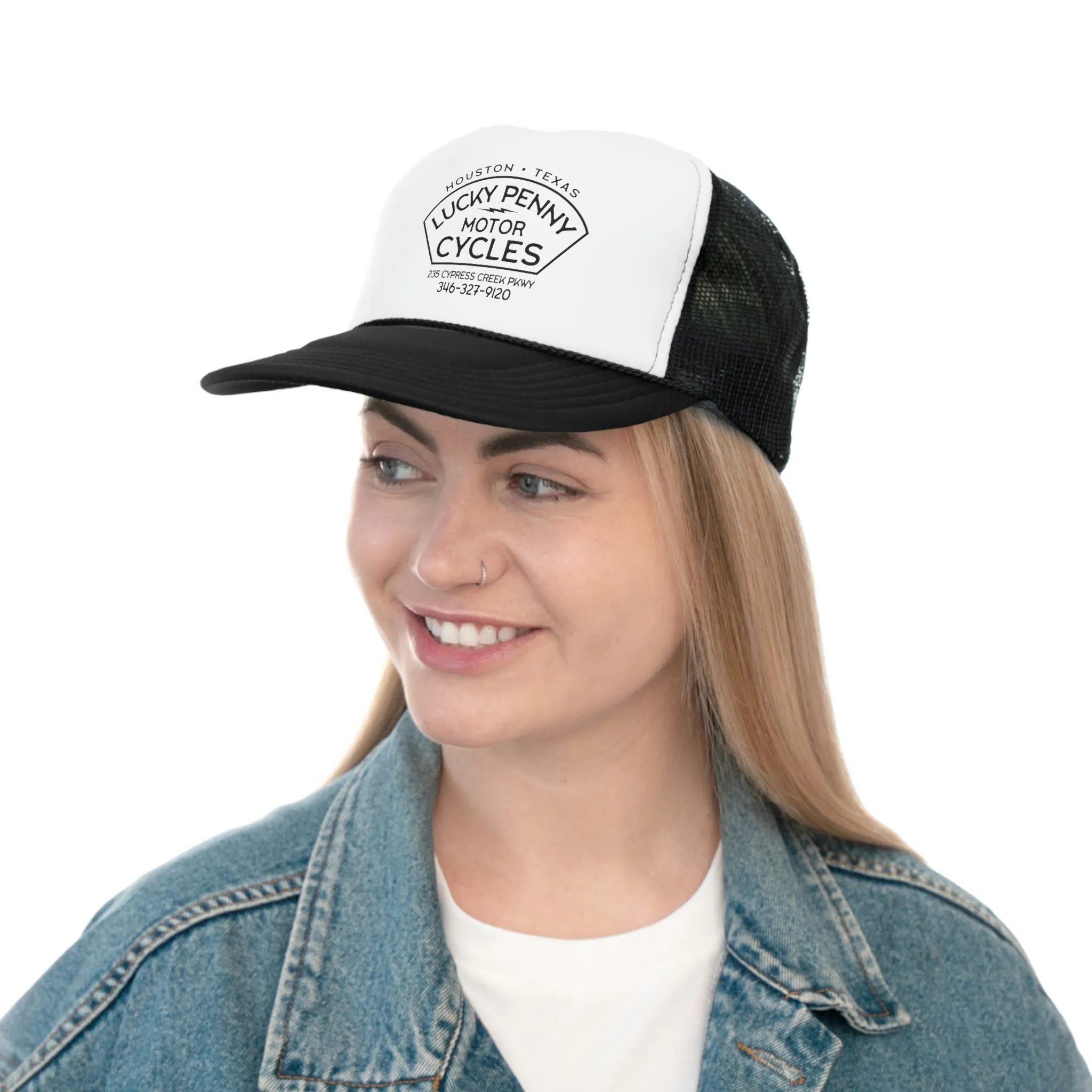 Lucky Penny Cycles Houston Shield Trucker Cap