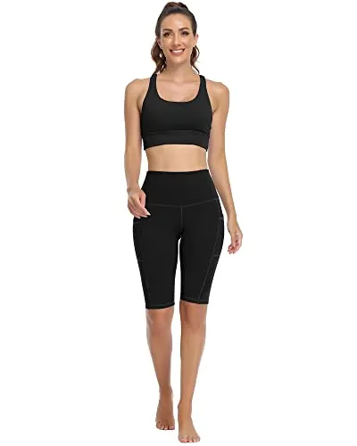 LZYVOO Women's Biker Shorts with Pockets, High Waist Workout Yoga Shorts for Women (12" Black-XL)