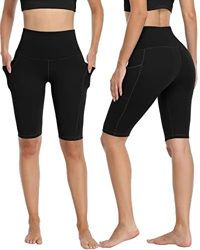 LZYVOO Women's Biker Shorts with Pockets, High Waist Workout Yoga Shorts for Women (12" Black-XL)