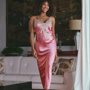 Marjolaine Artemis Luxury Silk and Lace Long Nightdress