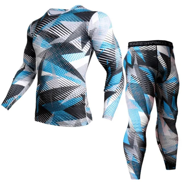 Men Camouflage Compression Running Pants Sportswear Jogging t shirts Leggings Tracksuit Sets Male Gym Fitness Crossfit Clothing