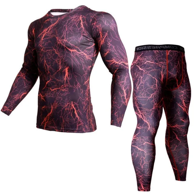 Men Camouflage Compression Running Pants Sportswear Jogging t shirts Leggings Tracksuit Sets Male Gym Fitness Crossfit Clothing