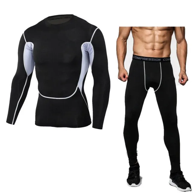 Men Camouflage Compression Running Pants Sportswear Jogging t shirts Leggings Tracksuit Sets Male Gym Fitness Crossfit Clothing