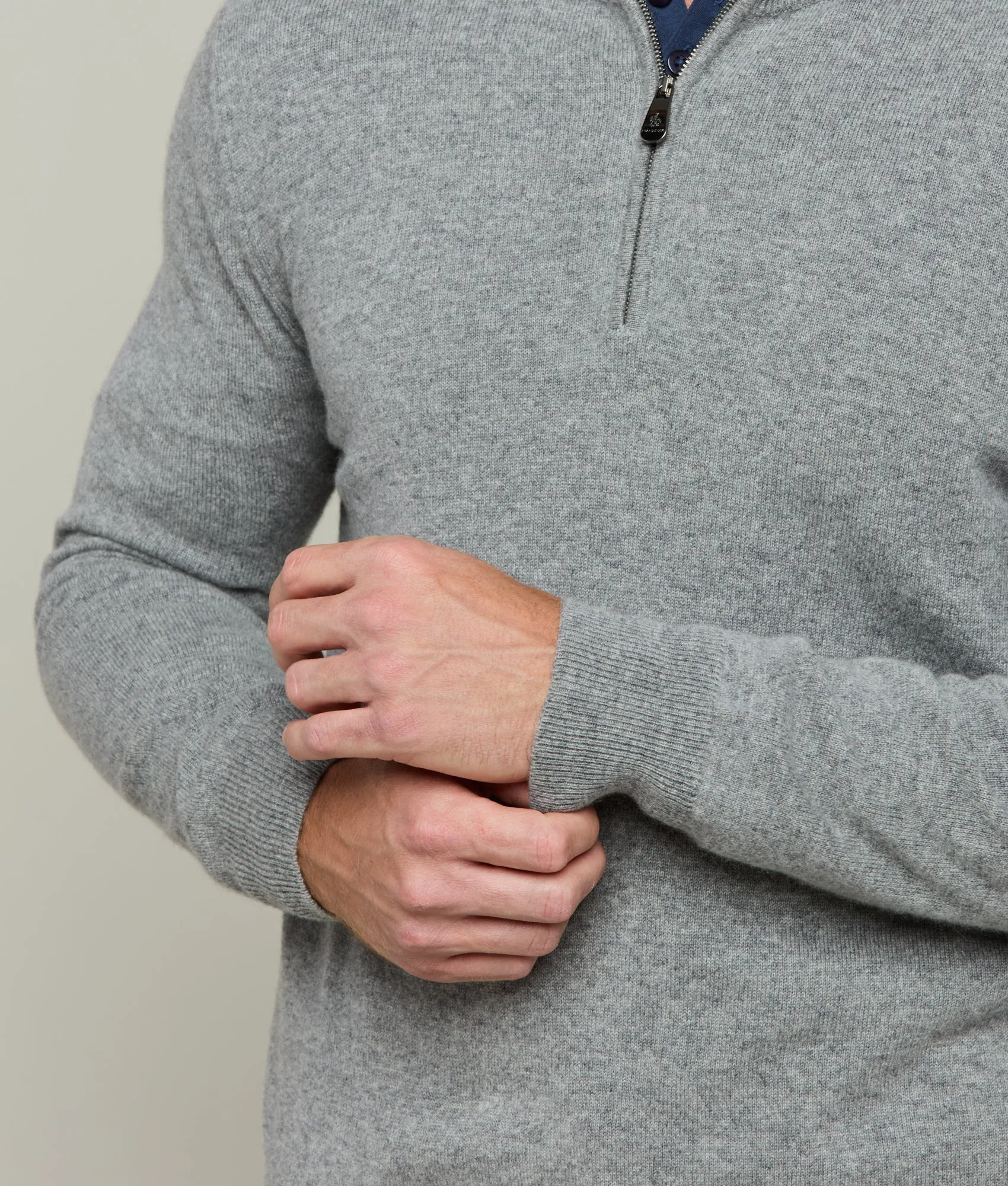 Men's Cashmere Quarter Zip :: Heather Grey