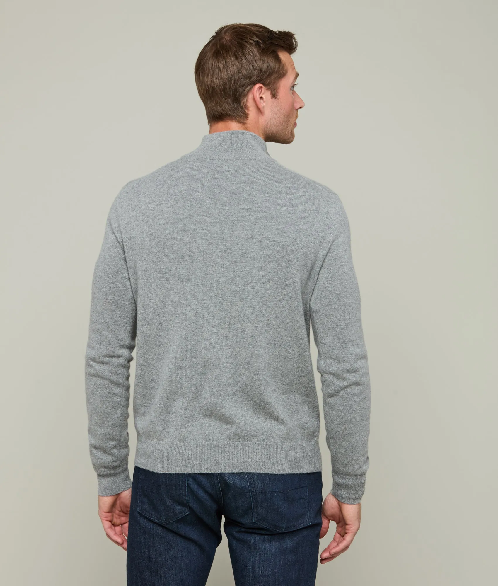 Men's Cashmere Quarter Zip :: Heather Grey