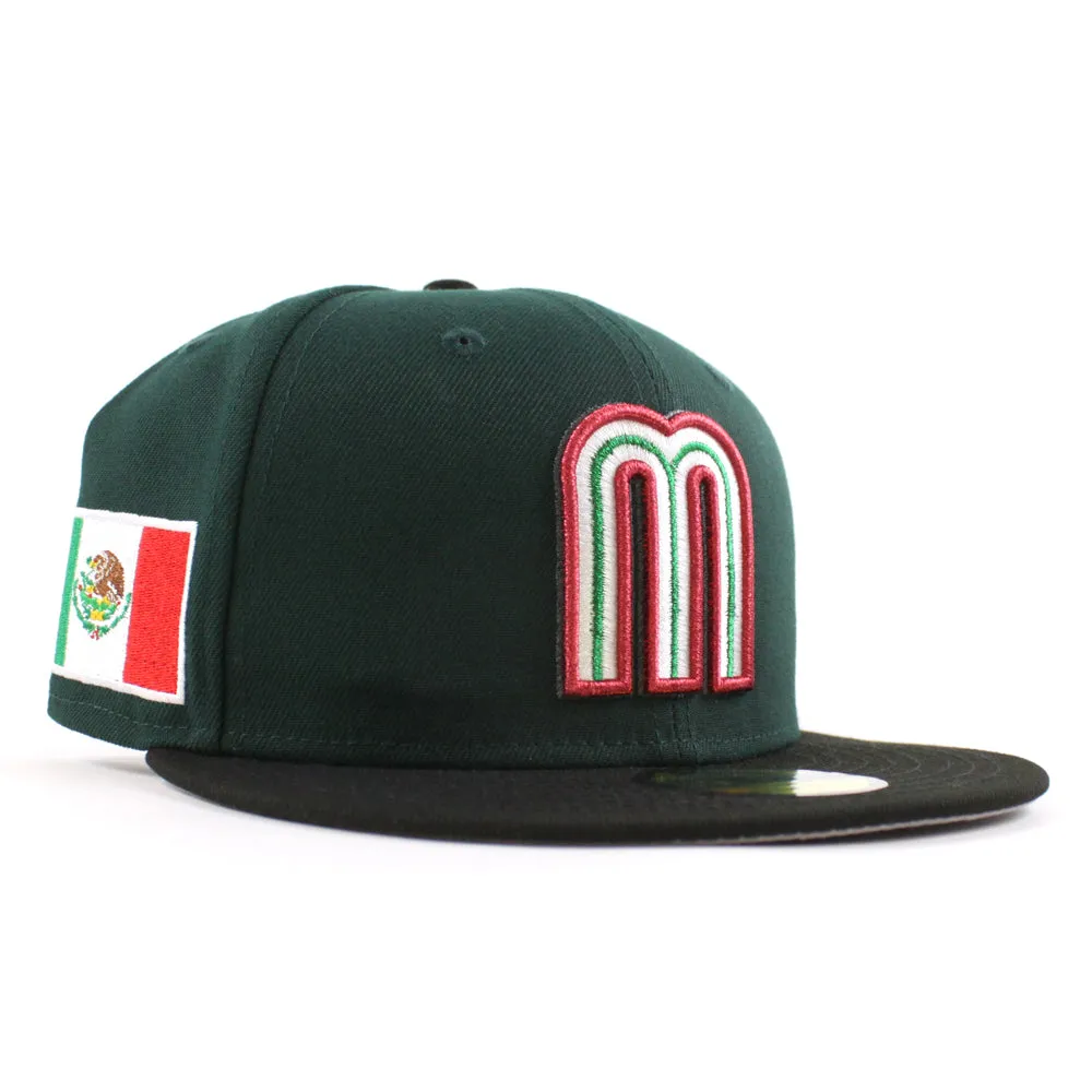 Mexico 2023 World Baseball Classic (WBC) New Era 59Fifty Fitted Hat (Dark Green Black Gray Under Brim)