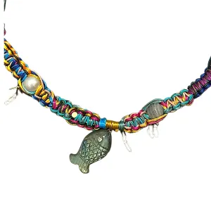 NEON RAINBOW LABRADORITE GLOW FISH ROCKER NECKLACE