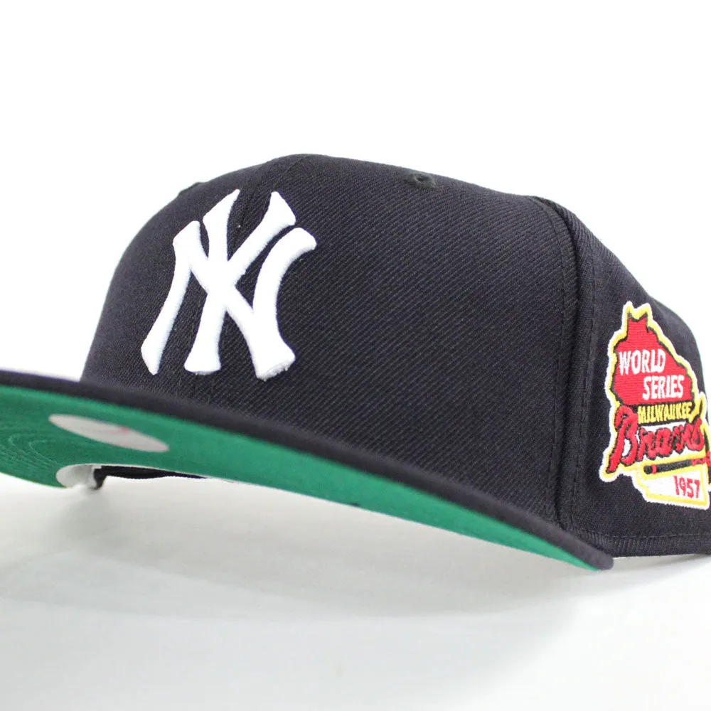 New York Yankees 1957 World Series 59Fifty New Era Fitted Hat (Navy Green Under Brim)
