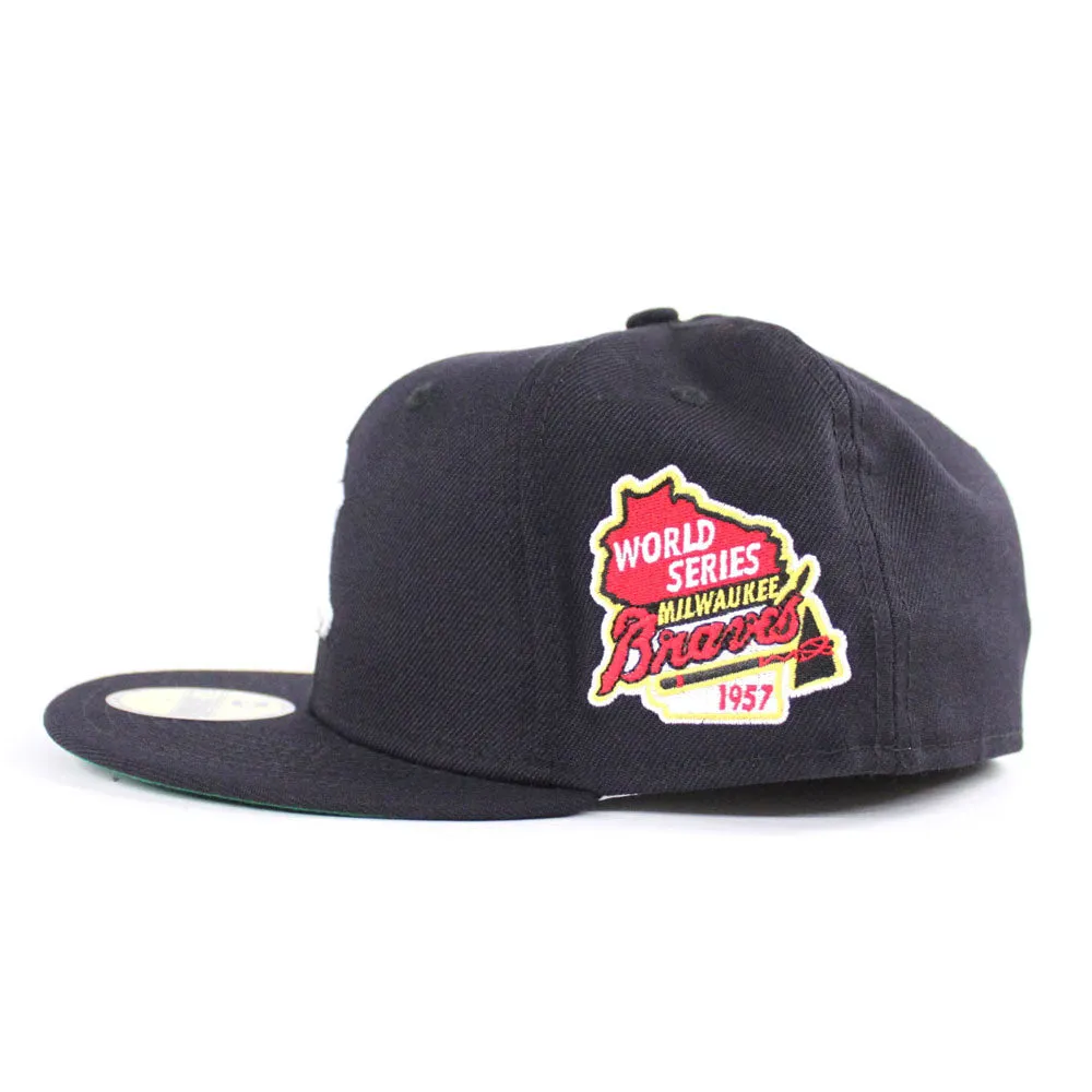 New York Yankees 1957 World Series 59Fifty New Era Fitted Hat (Navy Green Under Brim)