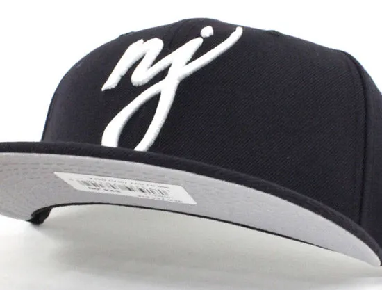 NJ Script  9Fifty Snapback Hat (Navy WHITE GRAY UNDER BRIM)