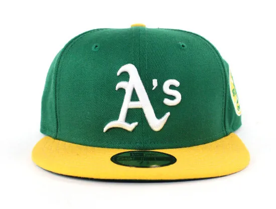Oakland Athletics 1972 World Series Champion Patch New Era 59Fifty Fitted Hats (Green Yellow Green Under Brim)
