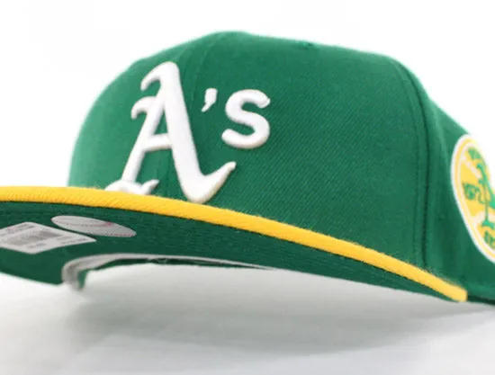 Oakland Athletics 1972 World Series Champion Patch New Era 59Fifty Fitted Hats (Green Yellow Green Under Brim)