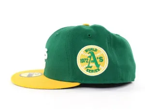 Oakland Athletics 1972 World Series Champion Patch New Era 59Fifty Fitted Hats (Green Yellow Green Under Brim)