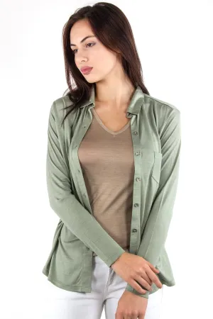 Olive Collared Silk Sweater
