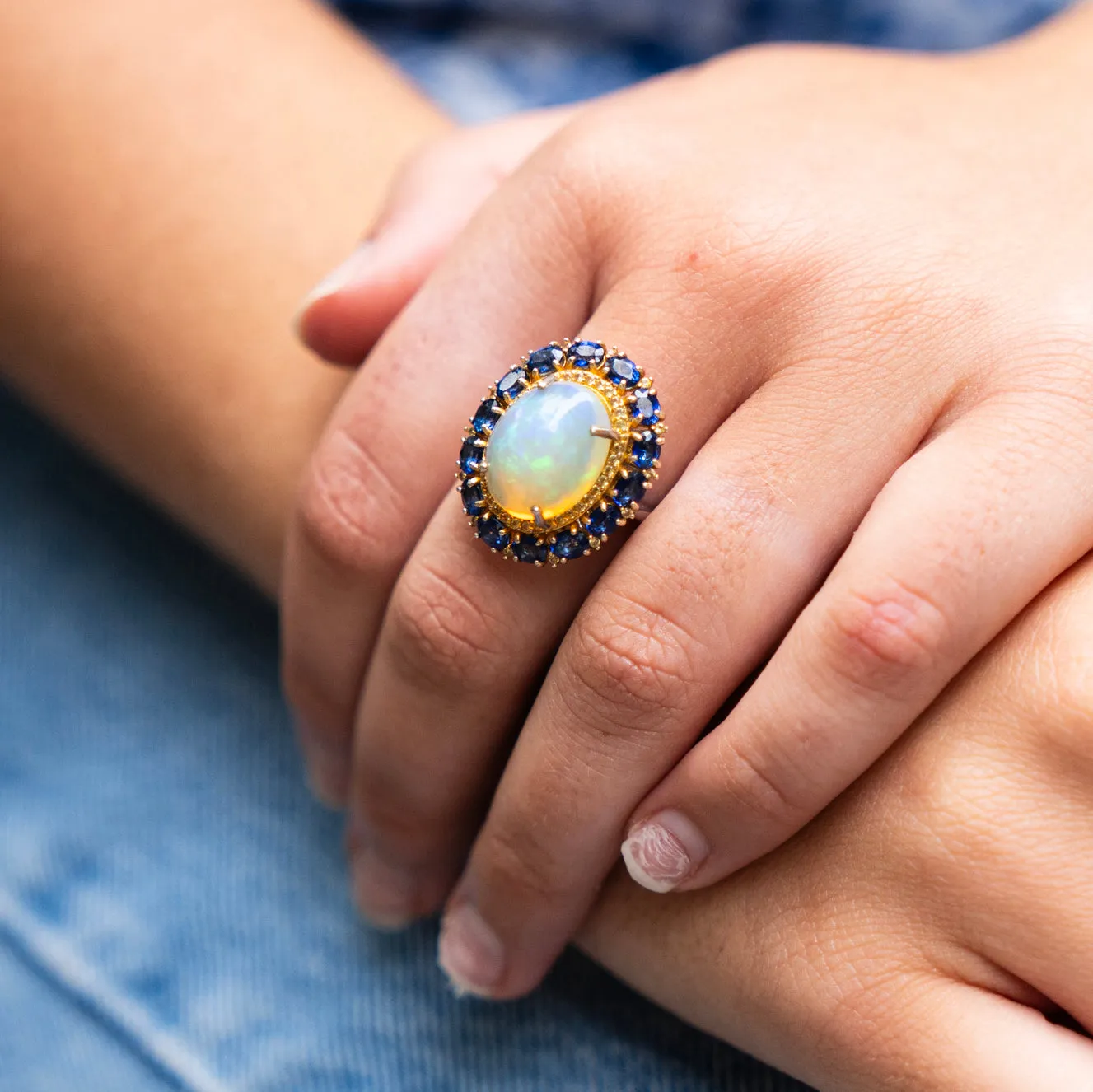 Opal and Sapphire Ascot Ring