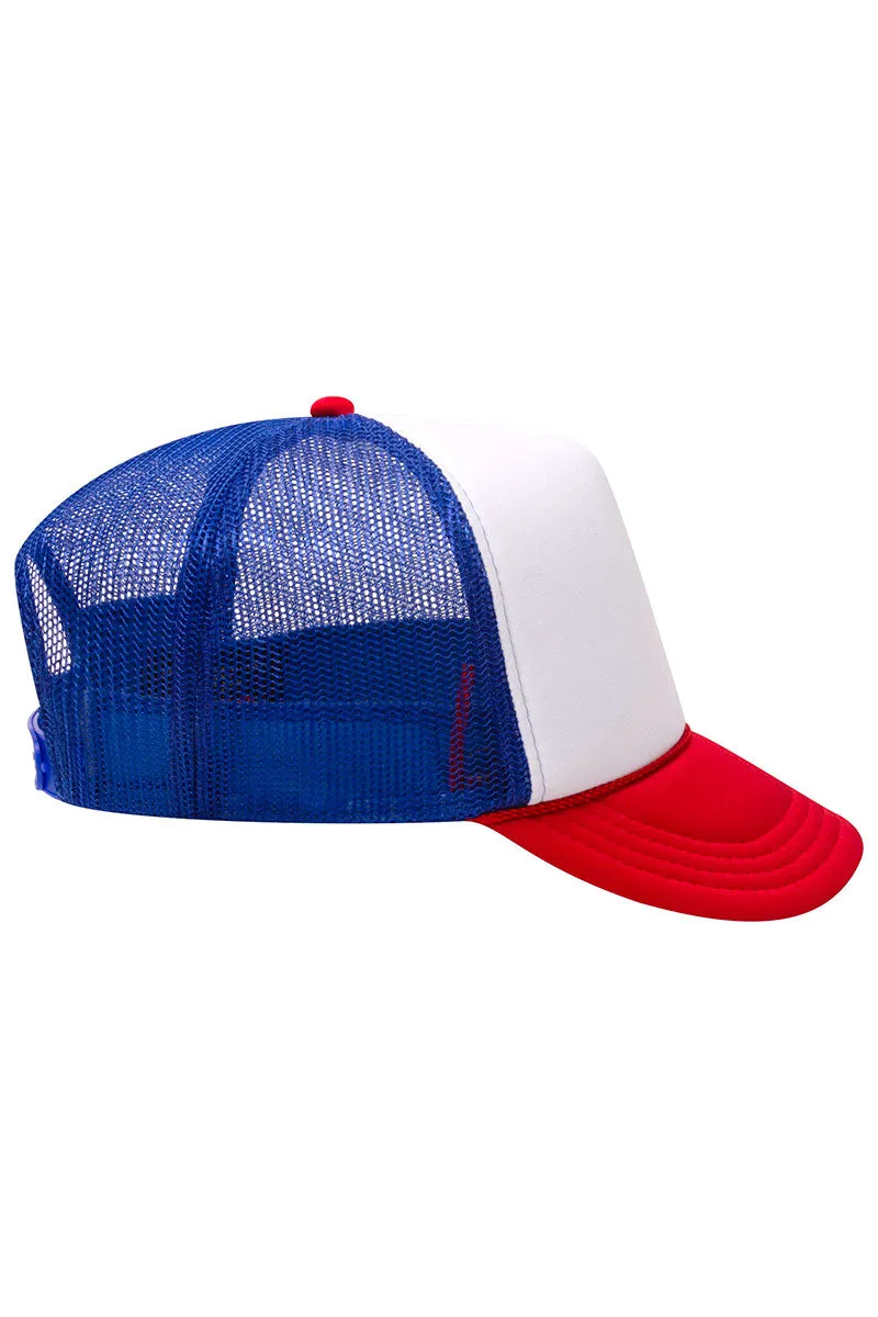 OTTO Red, White, & Blue Foam Front High Crown Trucker Hat