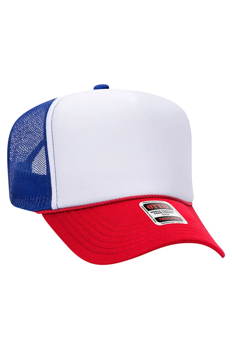OTTO Red, White, & Blue Foam Front High Crown Trucker Hat