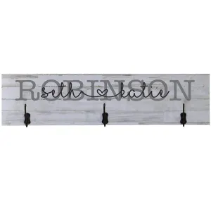 Personalized Cursive Name Coat Rack Wall Sign