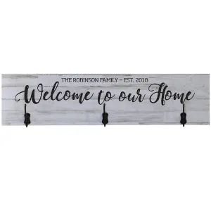 Personalized Welcome to Our Home Coat Rack Wall Sign