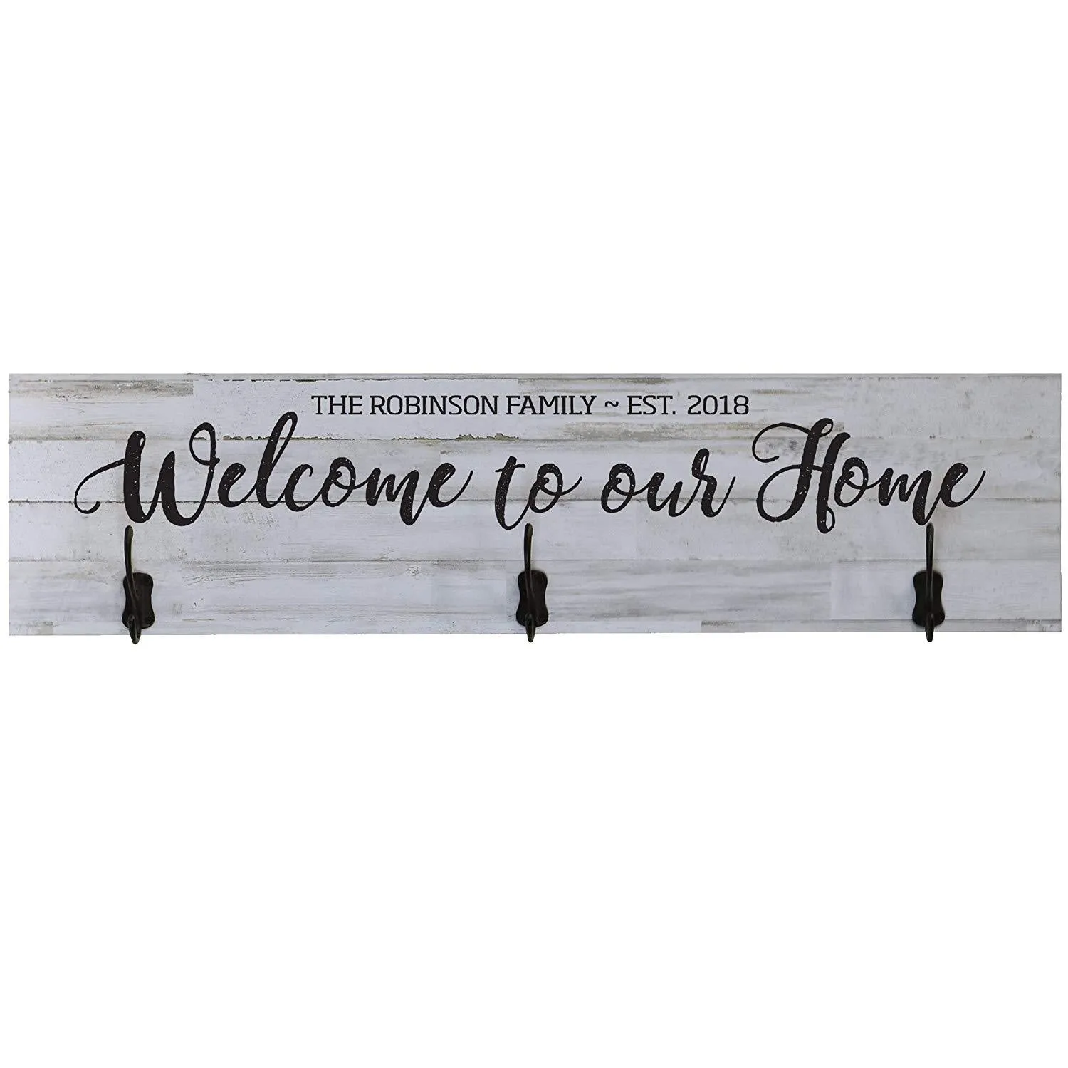 Personalized Welcome to Our Home Coat Rack Wall Sign