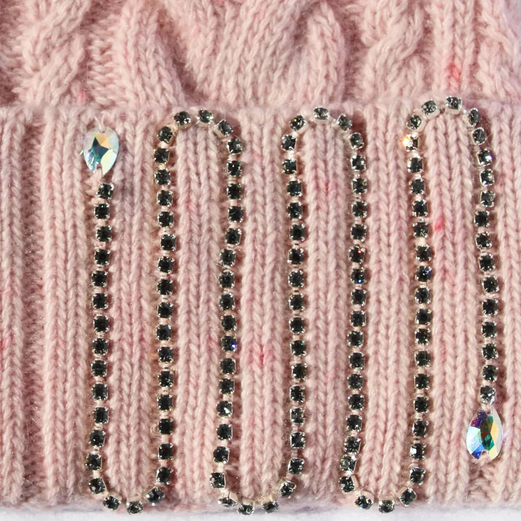 Petal Pink Crystal Knit Hat