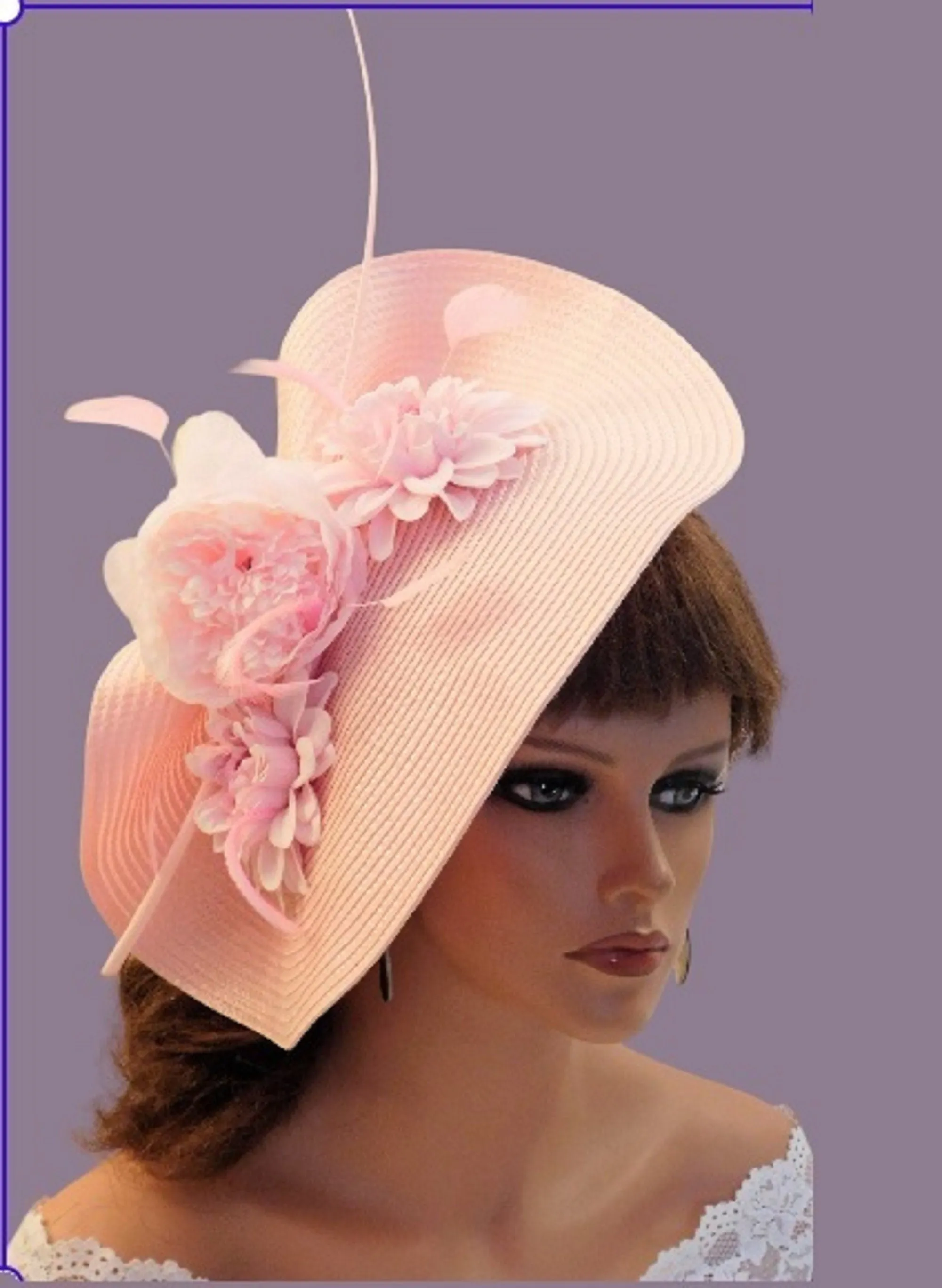 Pink fascinator Hatinator for Women Wedding hat Large saucer Church Derby Ascot Race TeaParty hat Mother of Bride/Groom hats and fascinator