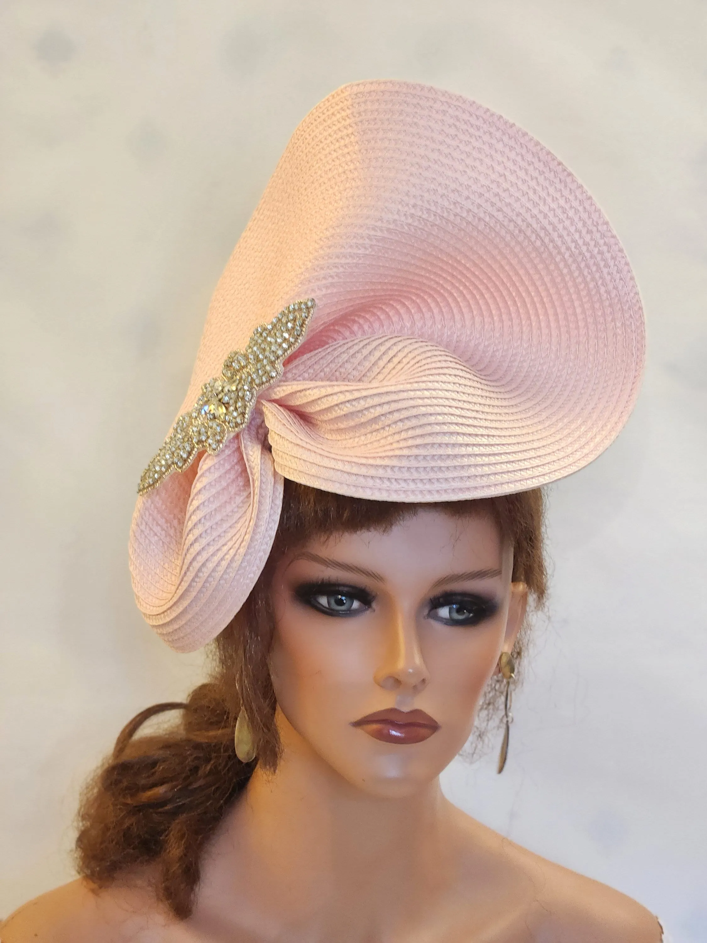 PINK FASCINATOR  #Pink hat with Sparkly Jewel.Kentucky derby Ascot hat fascinator Wedding, Mother of Bride, Cocktail,ChurchParty Hatinator