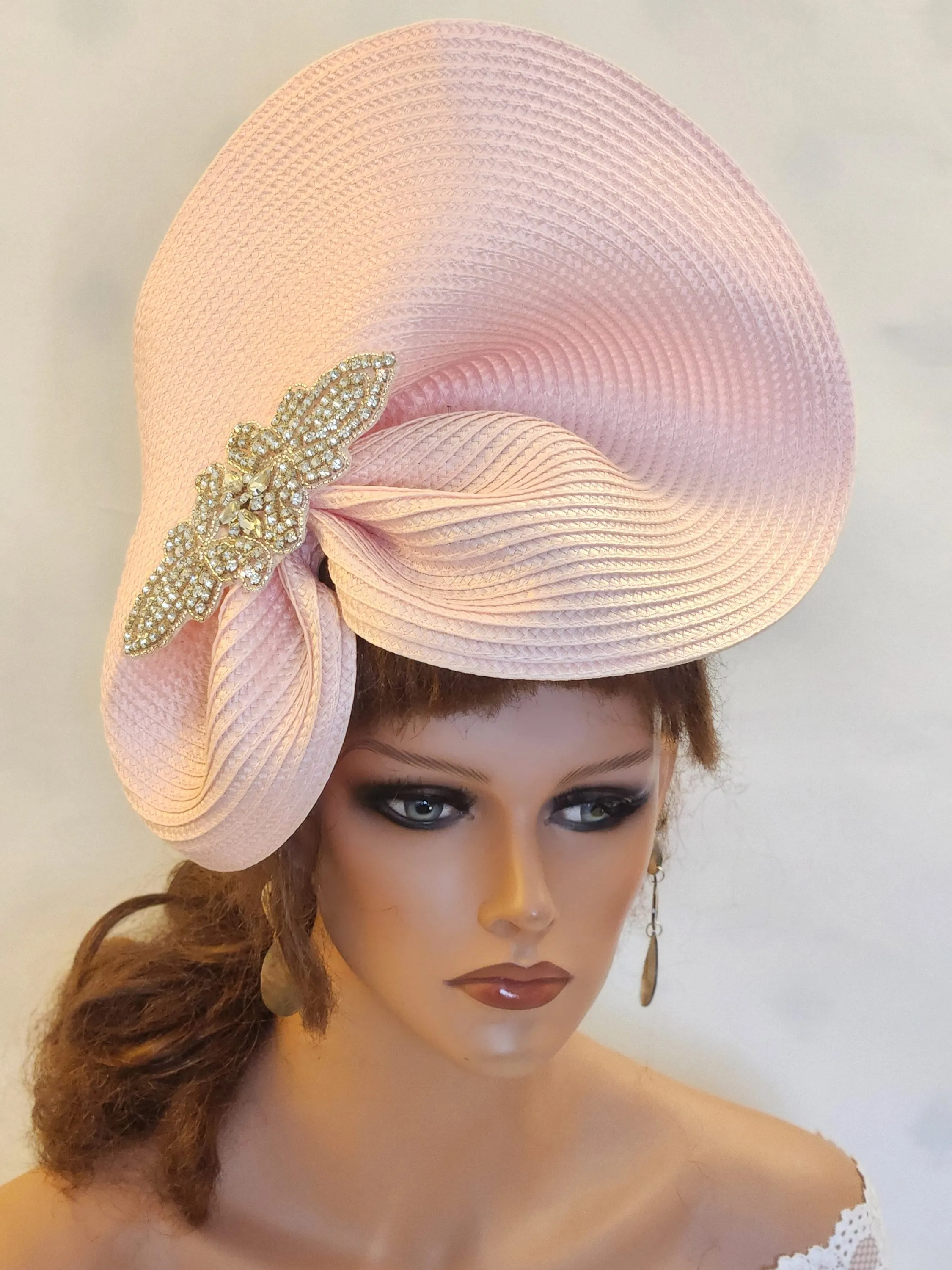 PINK FASCINATOR  #Pink hat with Sparkly Jewel.Kentucky derby Ascot hat fascinator Wedding, Mother of Bride, Cocktail,ChurchParty Hatinator