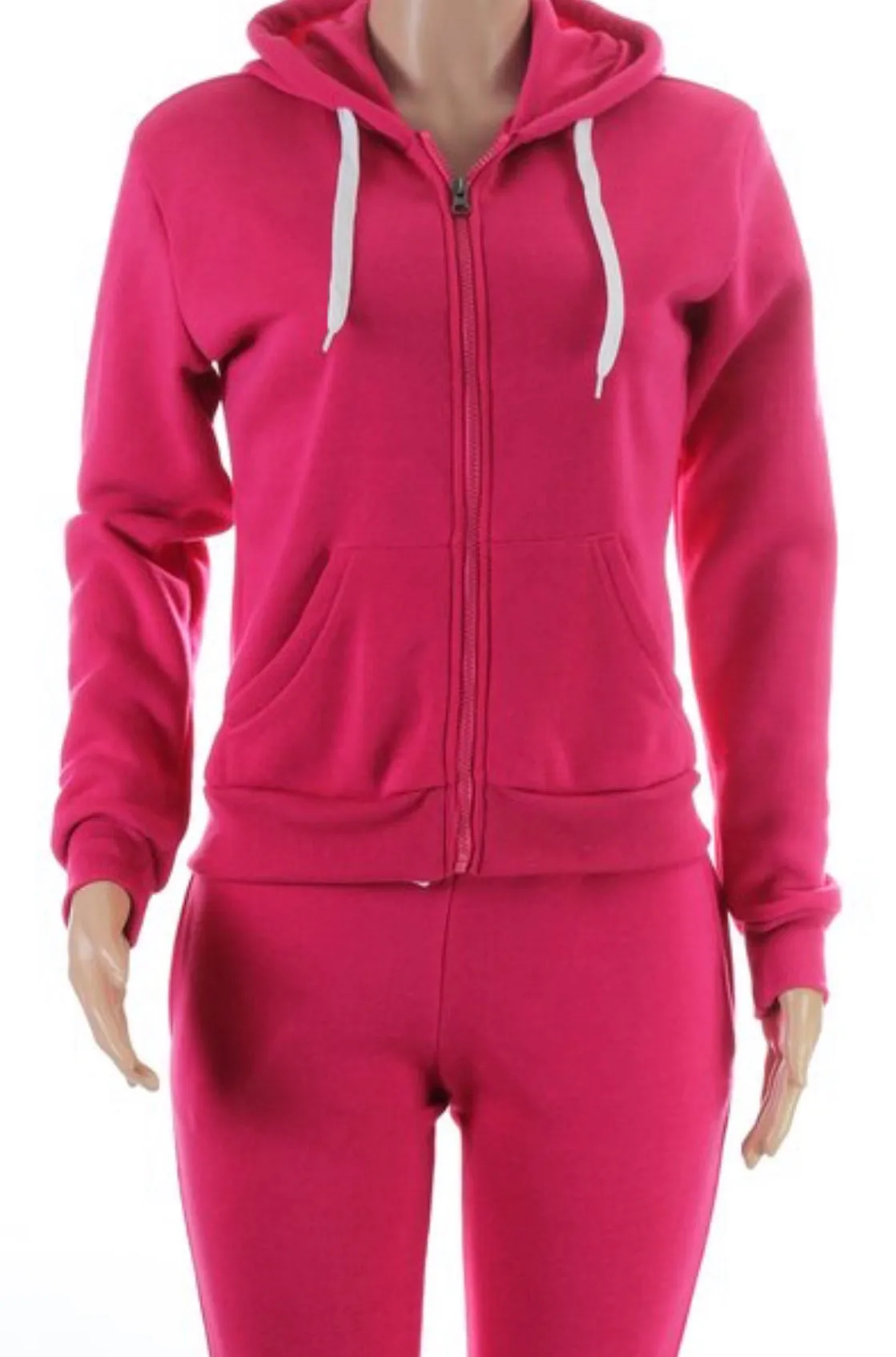 PINK Fleece Sweatsuit -Two-Piece Casual Cute Joggers Set