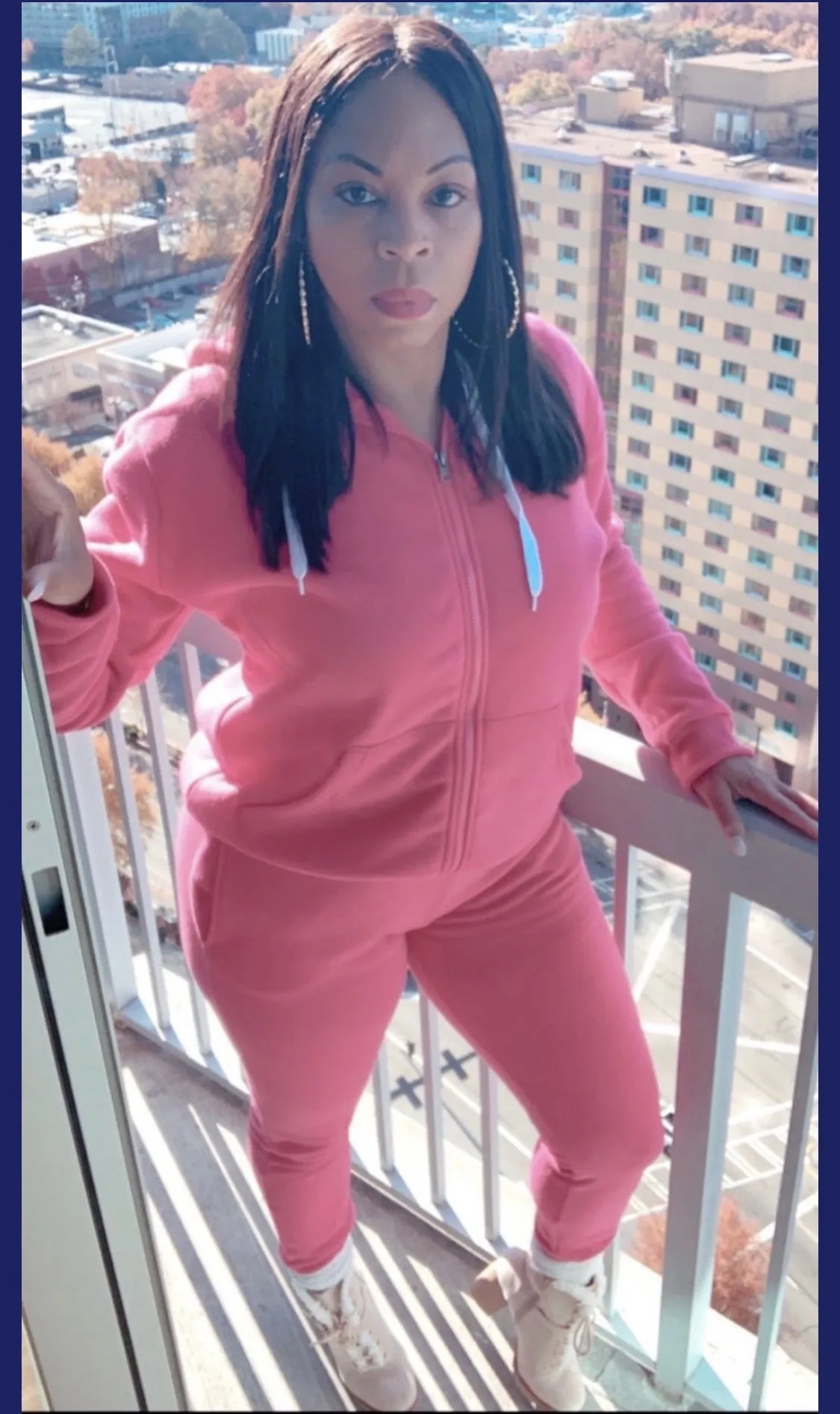 PINK Fleece Sweatsuit -Two-Piece Casual Cute Joggers Set