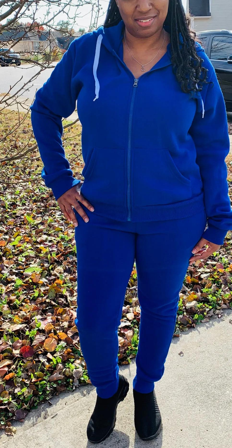 PINK Fleece Sweatsuit -Two-Piece Casual Cute Joggers Set
