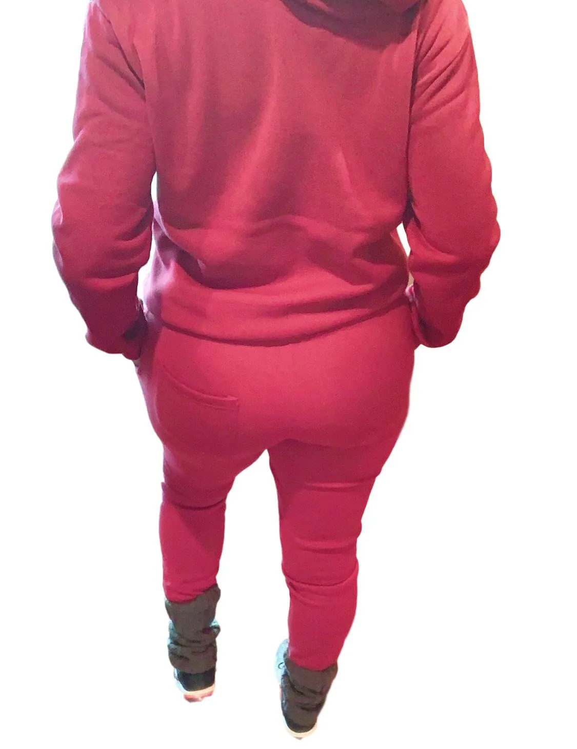 PINK Fleece Sweatsuit -Two-Piece Casual Cute Joggers Set