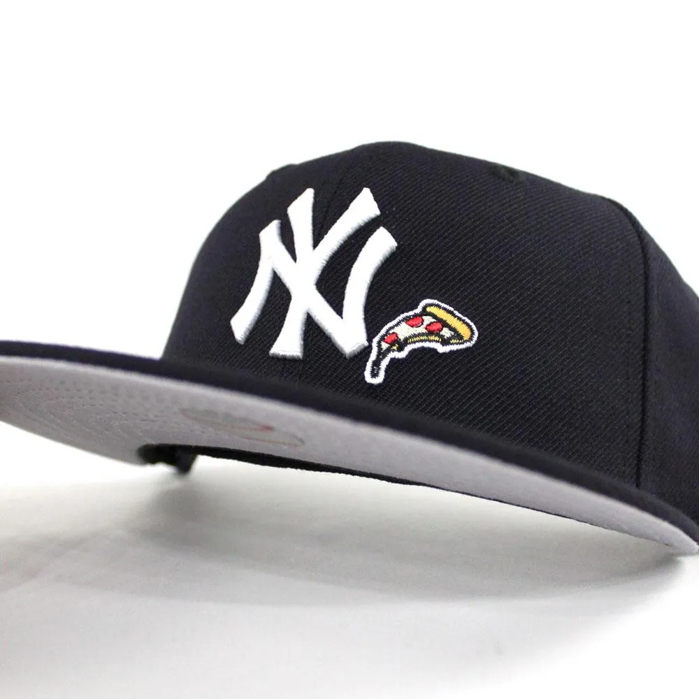 PIZZA New York Yankees 27 World Championships New Era 59Fifty Fitted Hat (Navy Gray Under Brim)