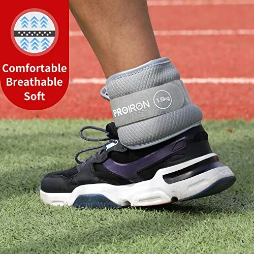 PROIRON Ankle Weights Wrist Leg Weights for Women Men 1.5kg in Pair Reflective Ankle Weight Set for Fitness Exercise Jogging Aerobics