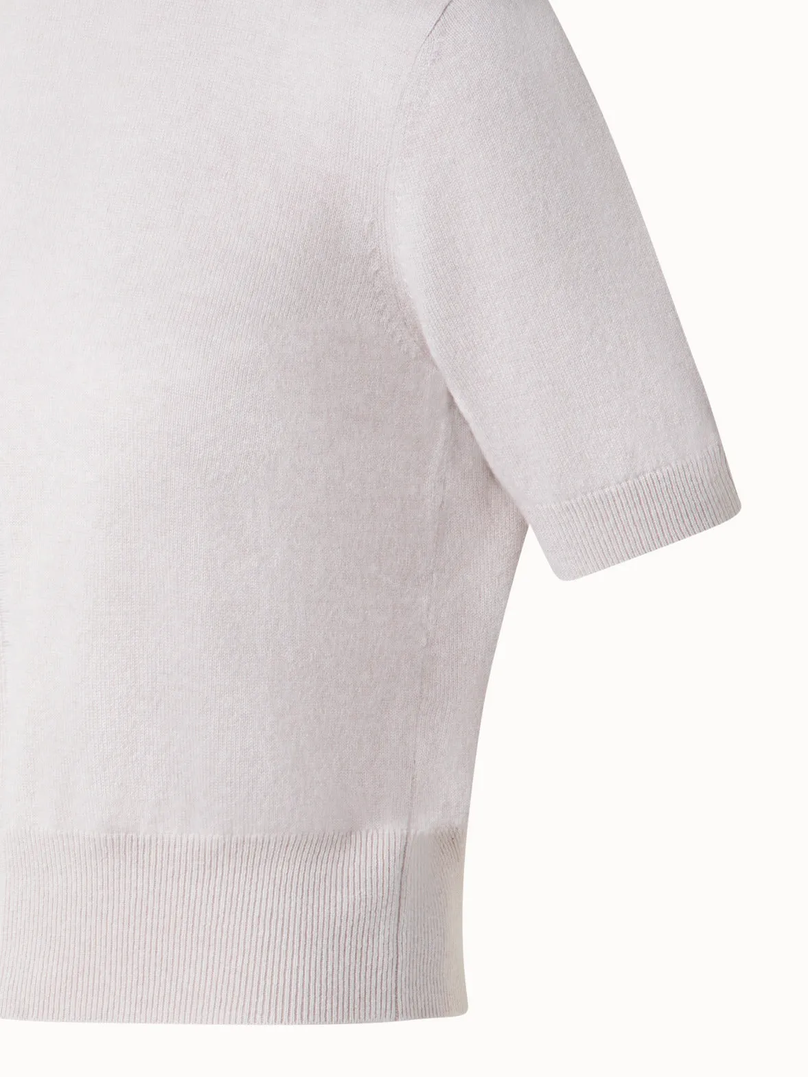 Short Sleeve Cashmere Sweater with Sheer Stripe