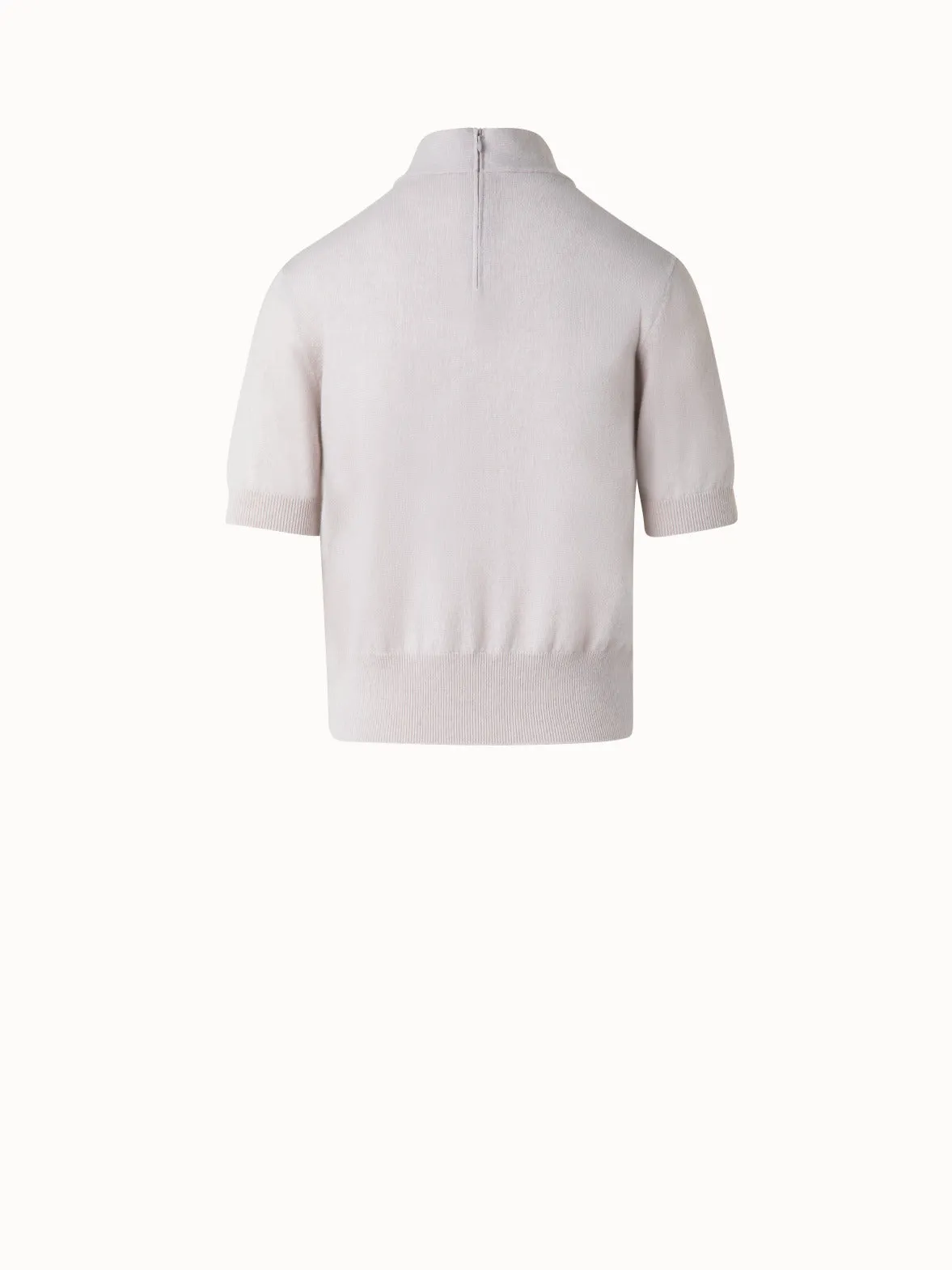 Short Sleeve Cashmere Sweater with Sheer Stripe
