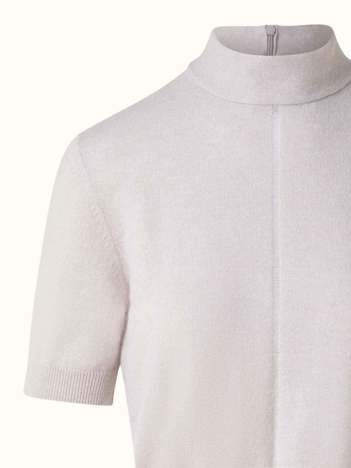 Short Sleeve Cashmere Sweater with Sheer Stripe