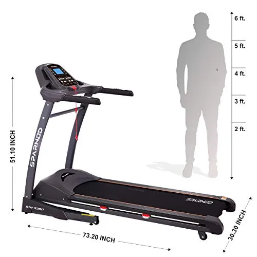 SPARNOD FITNESS STH-5300 (5.5 HP Peak) Automatic Treadmill Free Installation Service - Foldable Motorized Walking & Running Machine for Home Use - Sturdy Equipment with Auto Incline, Black