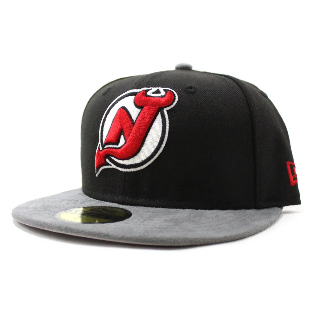 Suede Visor New Jersey Devils New Era 59Fifty Fitted Hats (Black Gray Gray Under Brim)